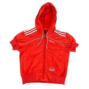 Vintage Adidas Orange Satin Quilted Jacket M